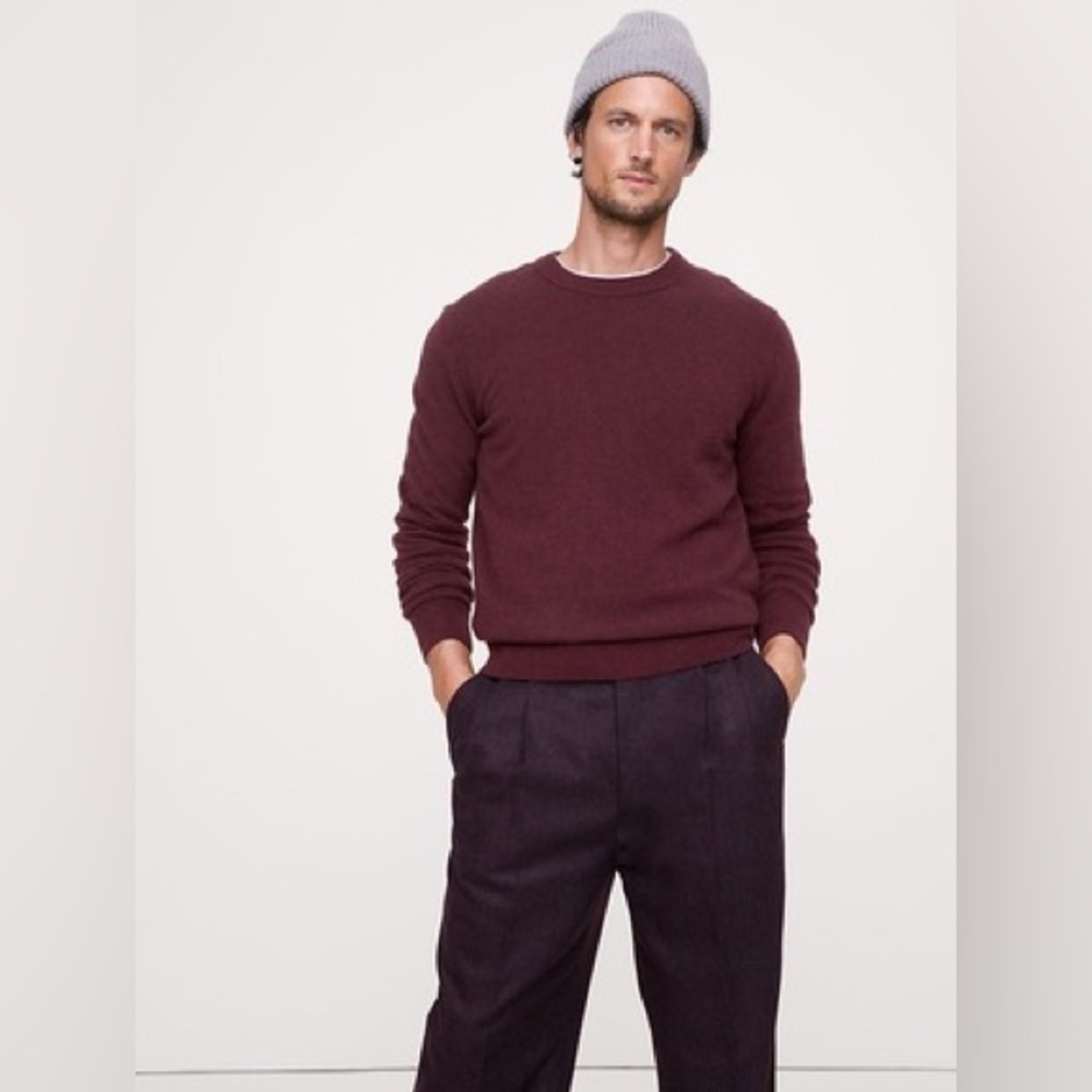 Banana Republic Men’s Merino Wool Crewneck Sweater Size L Burgundy *Read